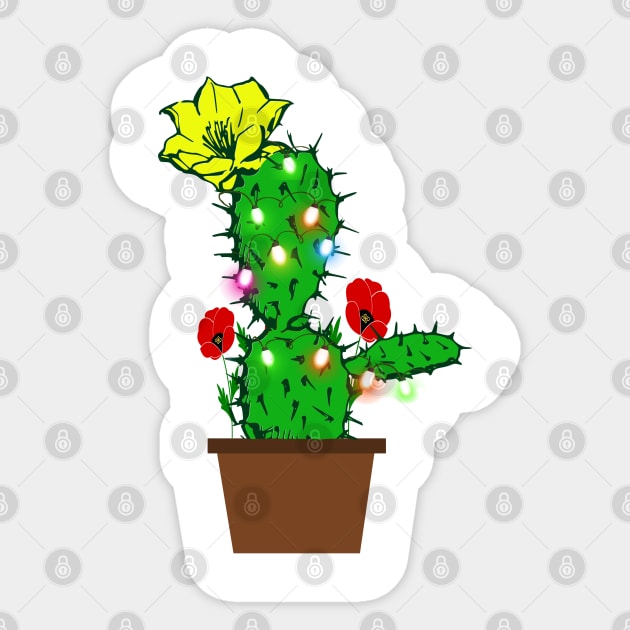 Christmas Cactus with lights between flowers Sticker by salah_698